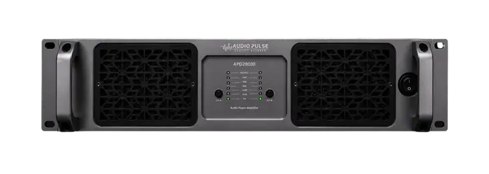 Audio Pulse APD Series rear panel with Neutrik XLR inputs, Speakon outputs and cooling fans